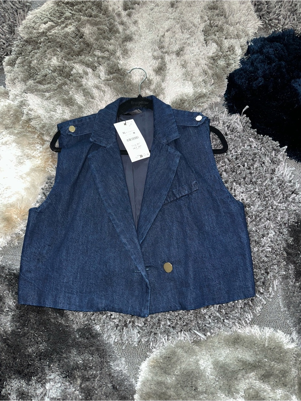 ZARA Denim-Style Vest in Blue Size XL NWT